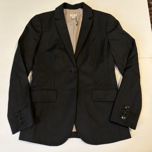 J Crew Wool Blend Blazer Jacket Petite 00P Black Classic Career Academia Capsule - Picture 2 of 14